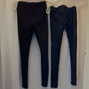 SPANX SIZE XS Set of (2) Pairs of Leggings.  (1) Chocolate Brown and (1) Black